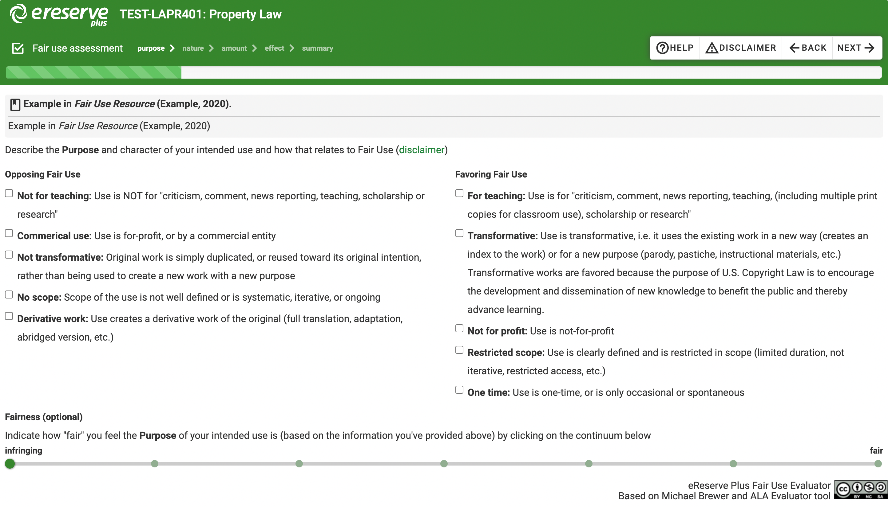 First factor of Fair Use Assessment - Purpose