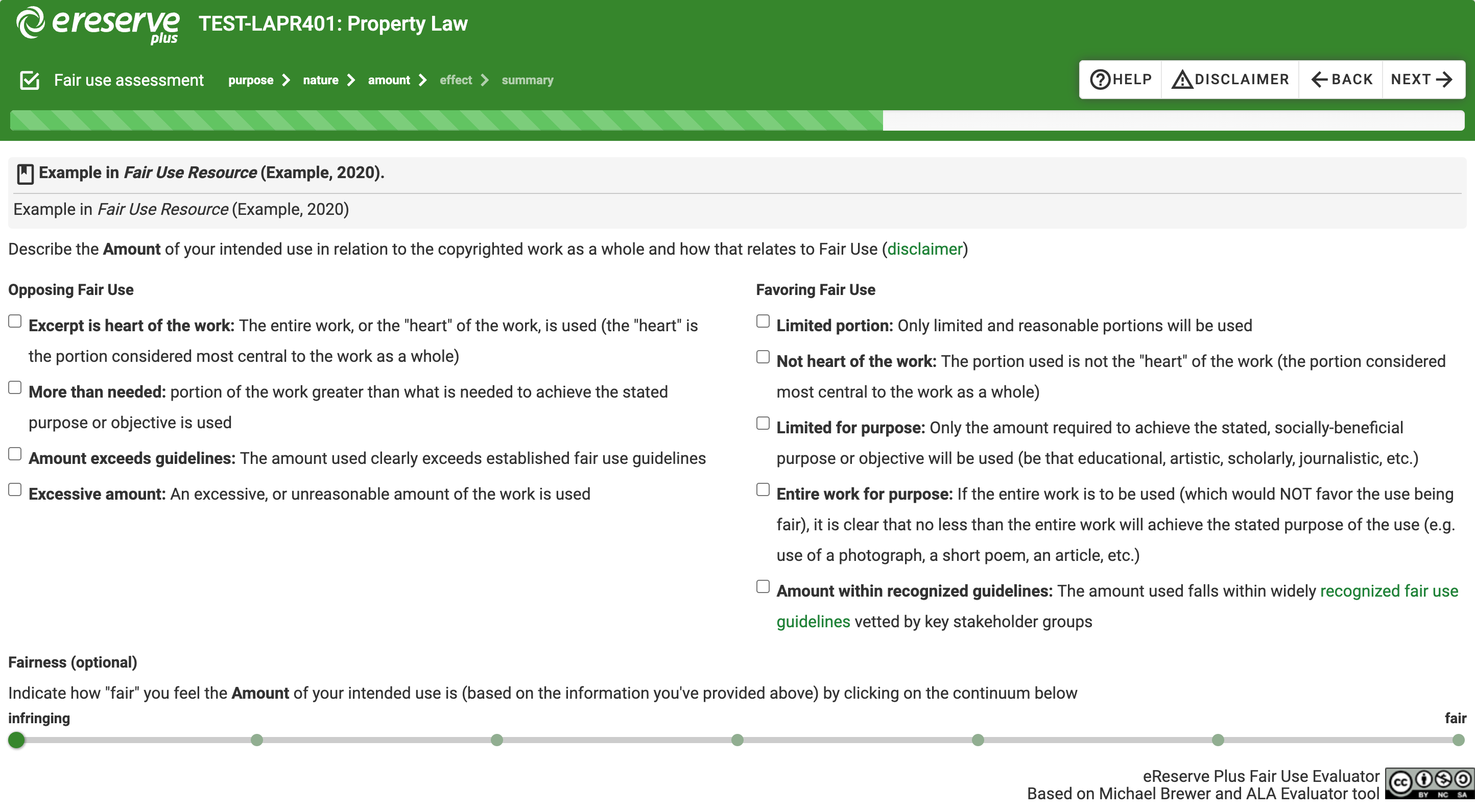 Third factor of Fair Use Assessment - Amount