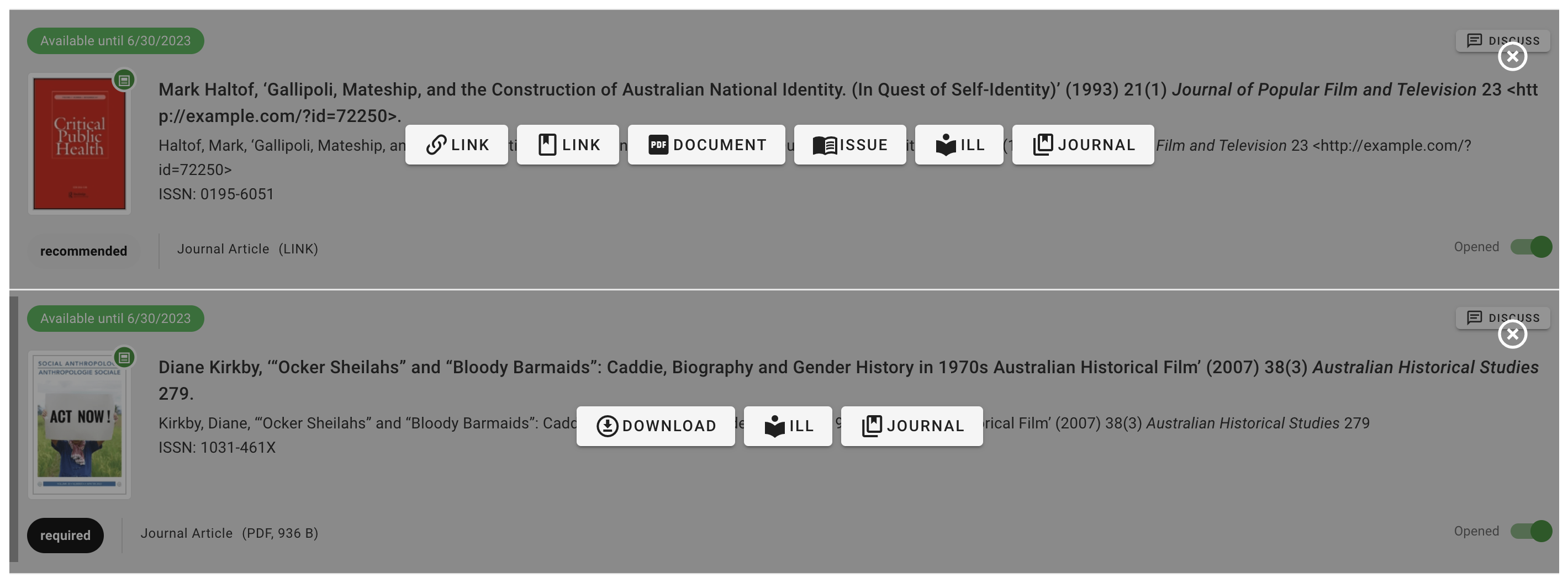 Additional resource buttons display when accessing a resource