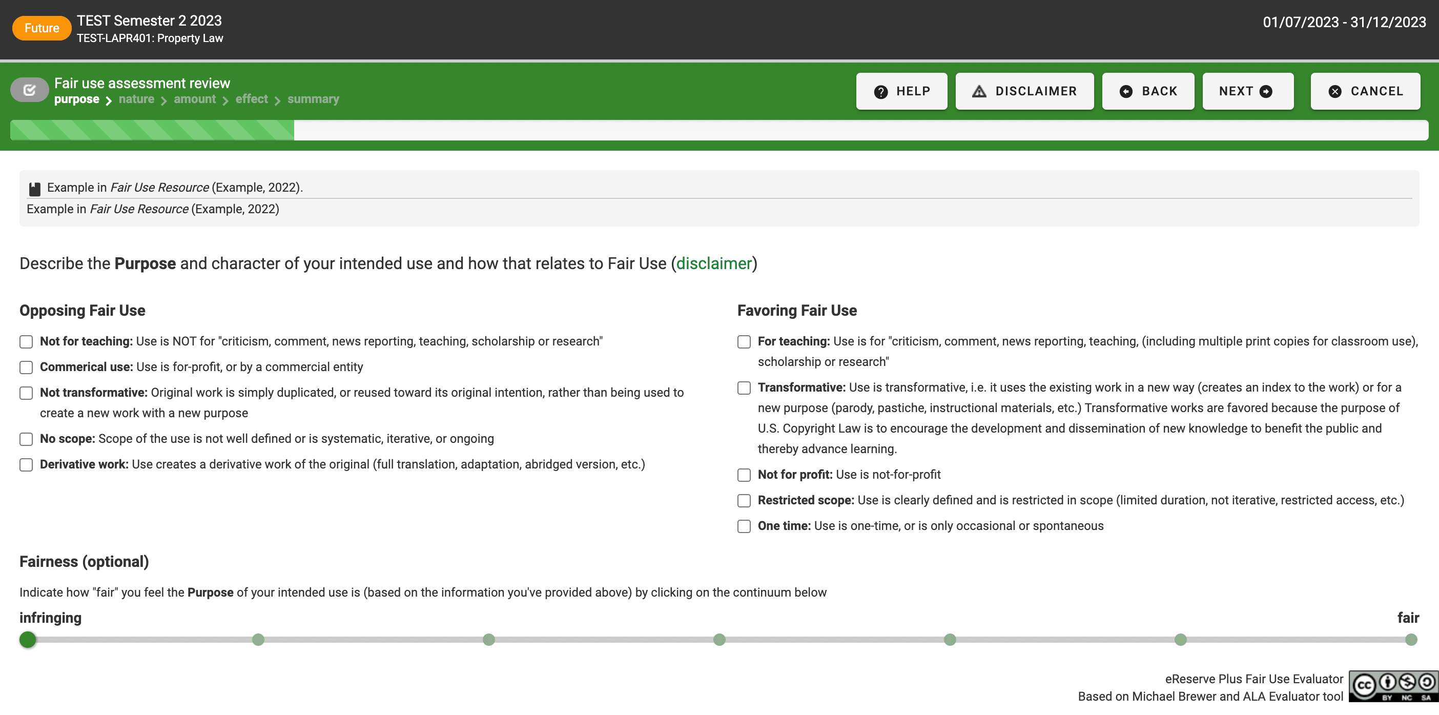 First factor of Fair Use Assessment - Purpose