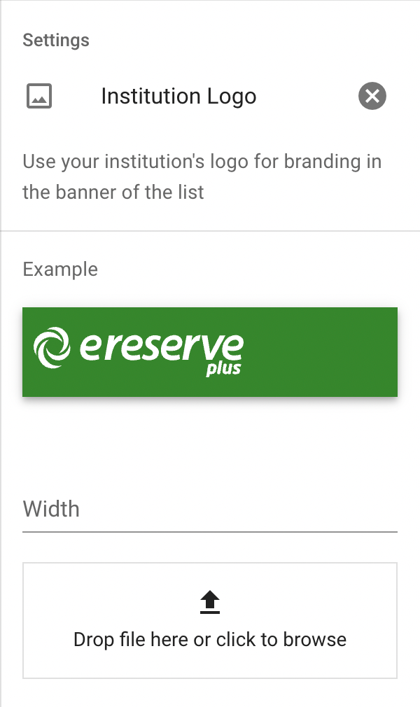 The Institution Logo settings options