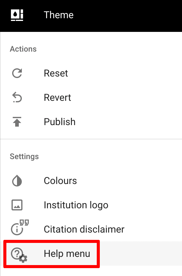 The Help Menu Settings Option