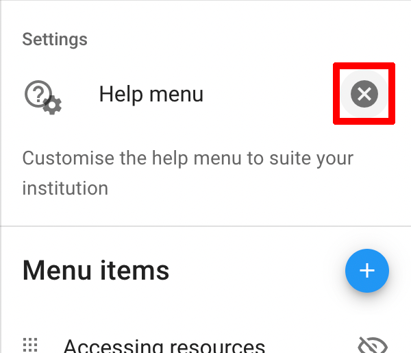 The Back button is on the right side of the Help Menu option