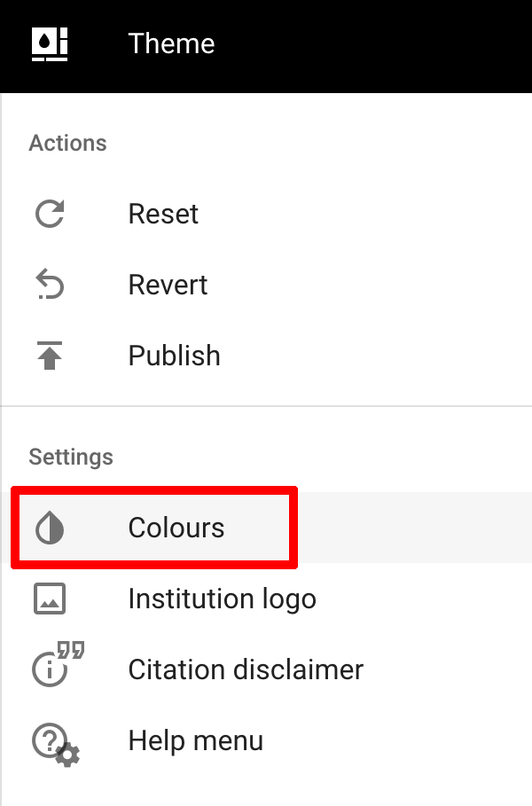 The Theme Settings Colour option