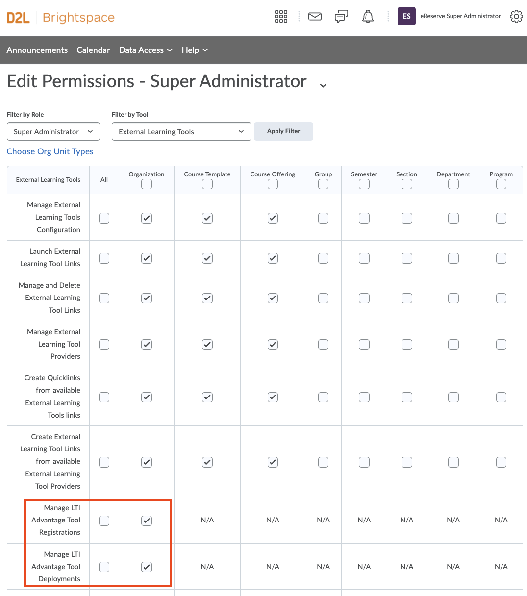 Admin User Role Permissions